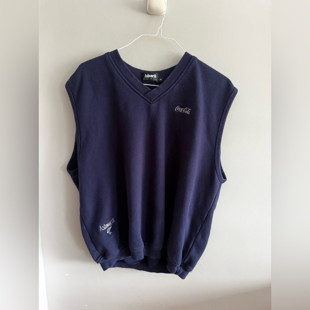 Ashworth Coca-Cola Embroidered Sweater Vest Made in USA XL